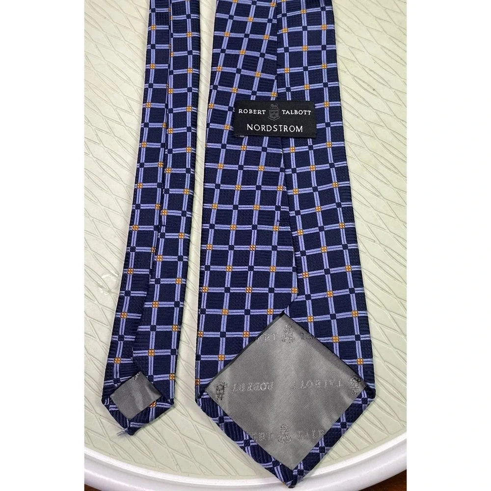 ROBERT TALBOTT Men's Tie NORDSTROM‎ 100% Silk Handmade Blue&Orange